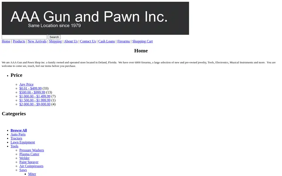AAA Gun & Pawn website archived July 2013